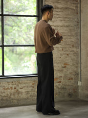 ワッフル柄ポロネック長袖Tシャツ