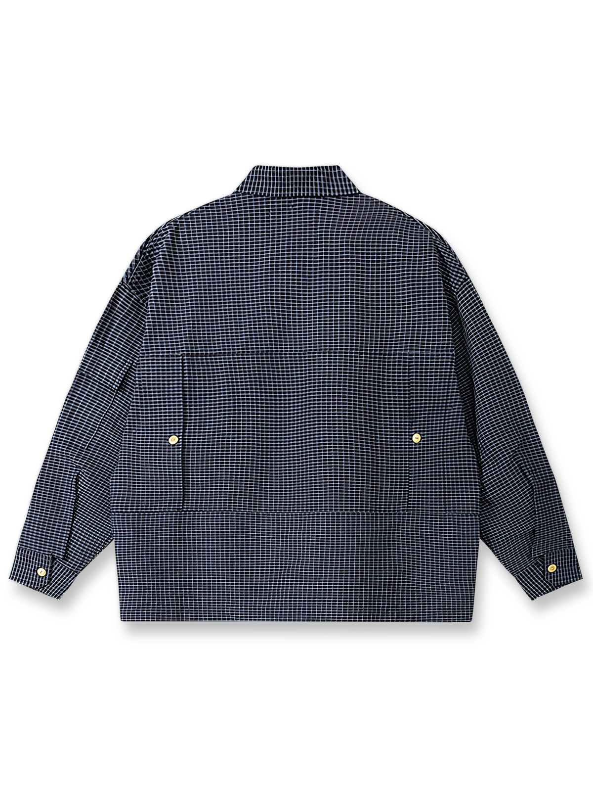 ルーズシルエットのチェック柄ハンティングシャツの平置き画像