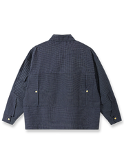 ルーズシルエットのチェック柄ハンティングシャツの平置き画像