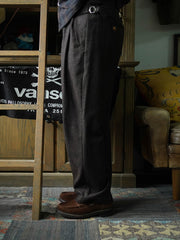 ヘリンボーンダブルプリーツストレートトラウザー