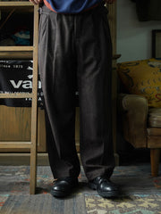 ヘリンボーンダブルプリーツストレートトラウザー