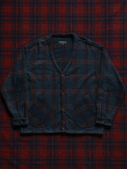 格子柄ノーカーディガンニットの全体画像