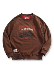 ヴィンテージバイクプリントクルーネックスウェットの正面画像