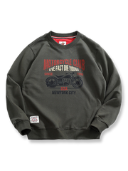 ヴィンテージバイクプリントクルーネックスウェットの正面画像