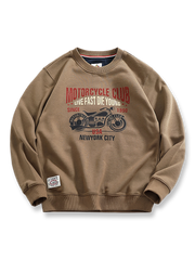 ヴィンテージバイクプリントクルーネックスウェットの正面画像