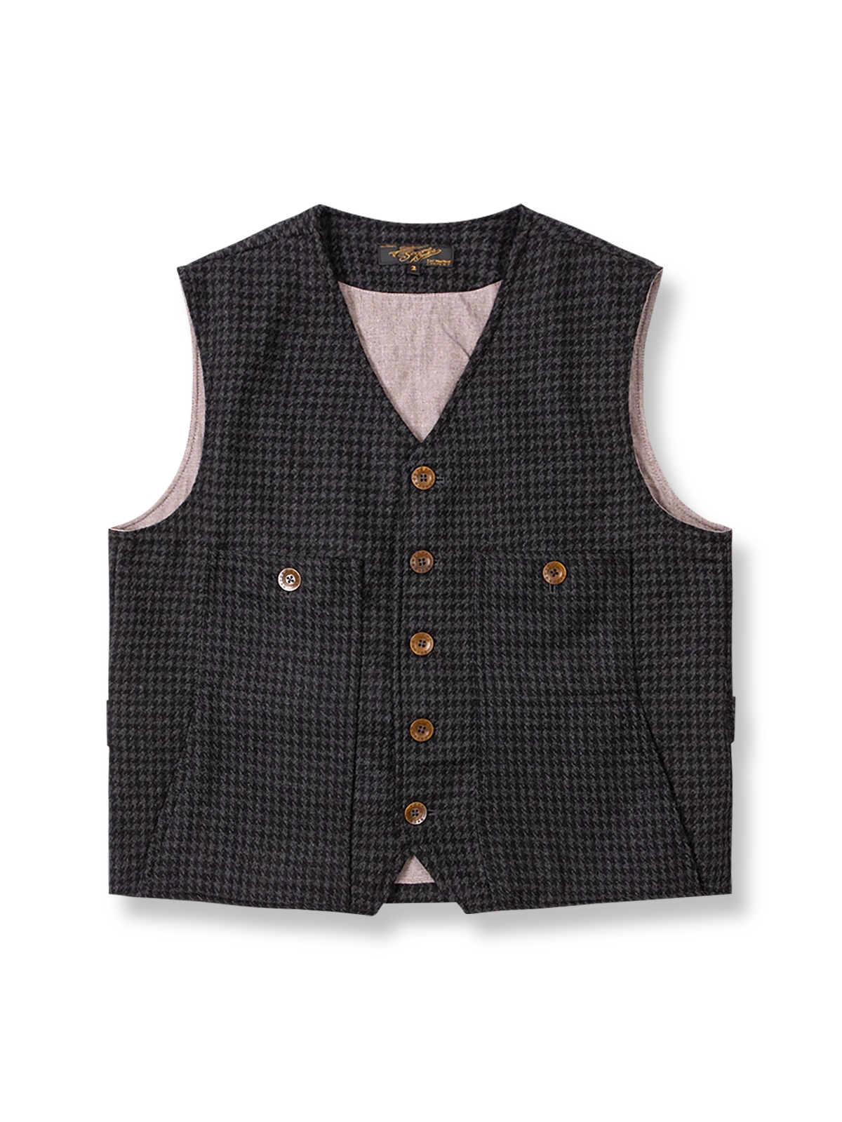 ヴィンテージウール千鳥格子ワークベストの正面画像