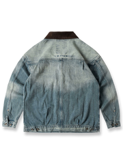 植物染めウォッシュドワークデニムジャケットの正面画像 - 植物染めとヴィンテージ織機の風合いが特徴