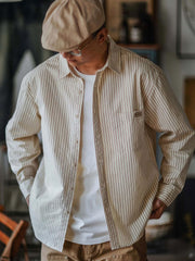 細ストライプ 長袖シャツ