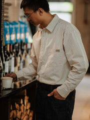 細ストライプ 長袖シャツ