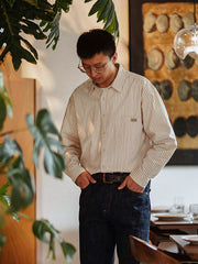 細ストライプ 長袖シャツ