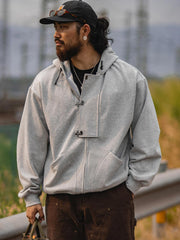 デッキフック ボクサー フーディーを着用したモデル - ヴィンテージミリタリースタイルを表現