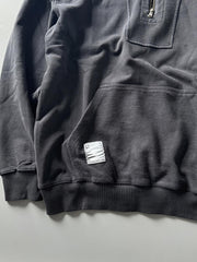 前ポケットとフラップカラーのジップディテール