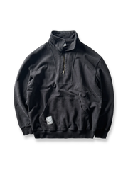 アメリカンカジュアル ハーフジップフラップカラー ヴィンテージ加工スウェット 全体画像