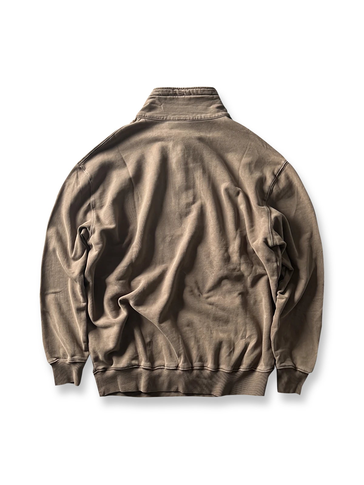 アメリカンカジュアル ハーフジップフラップカラー ヴィンテージ加工スウェット 全体画像