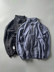 前ポケットとフラップカラーのジップディテール