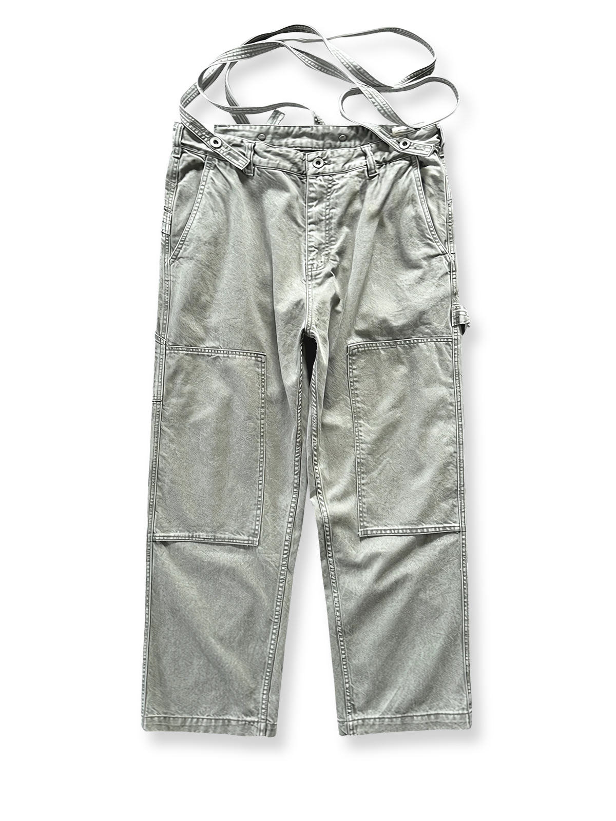 ネイビーカモサスペンダー付きヴィンテージワークパンツ 正面画像