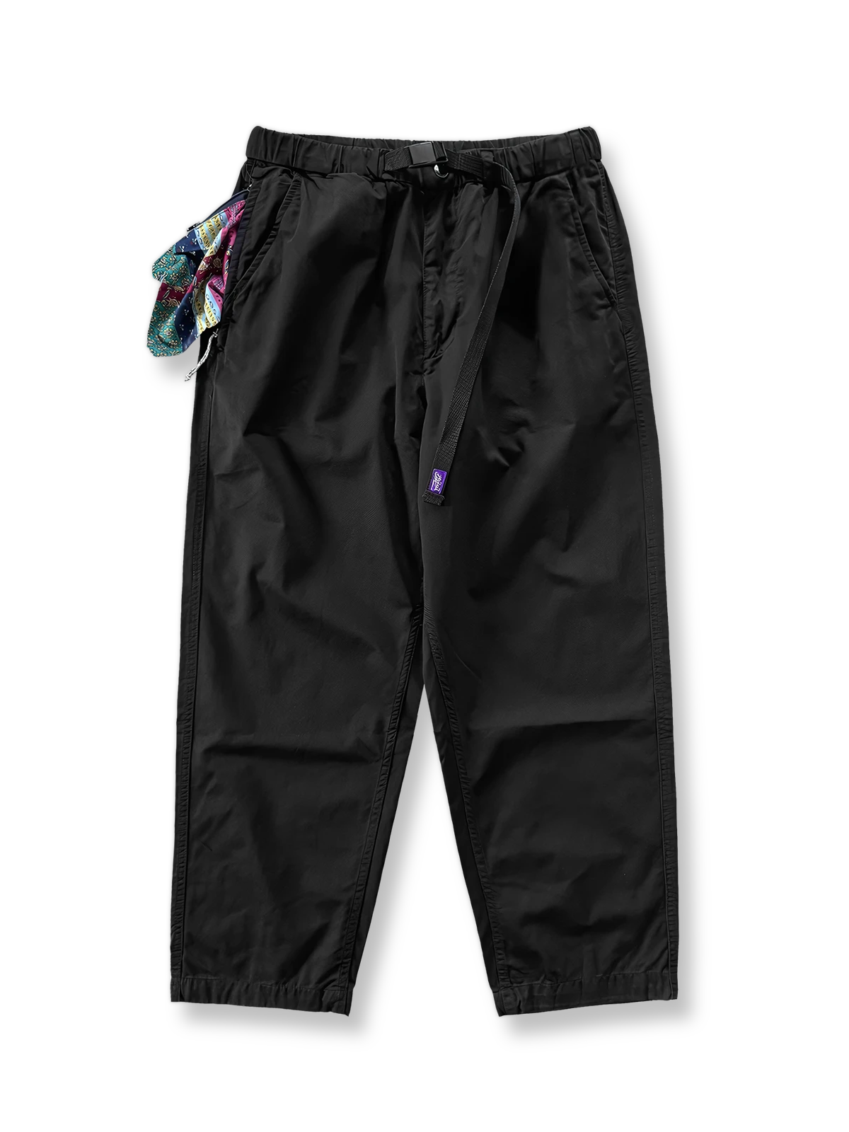 ヴィンテージプリントポケット付きワイドテーパードカジュアルパンツ 全体画像