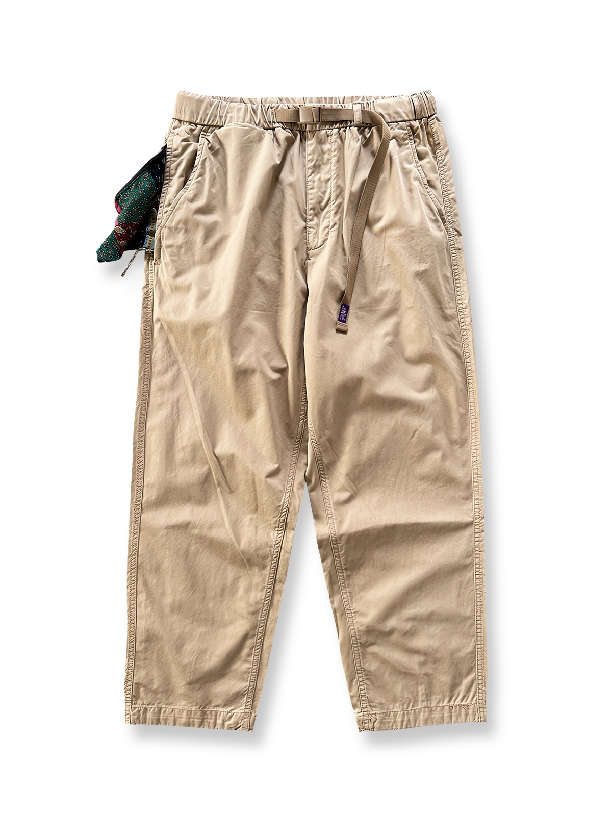 ヴィンテージプリントポケット付きワイドテーパードカジュアルパンツ 全体画像