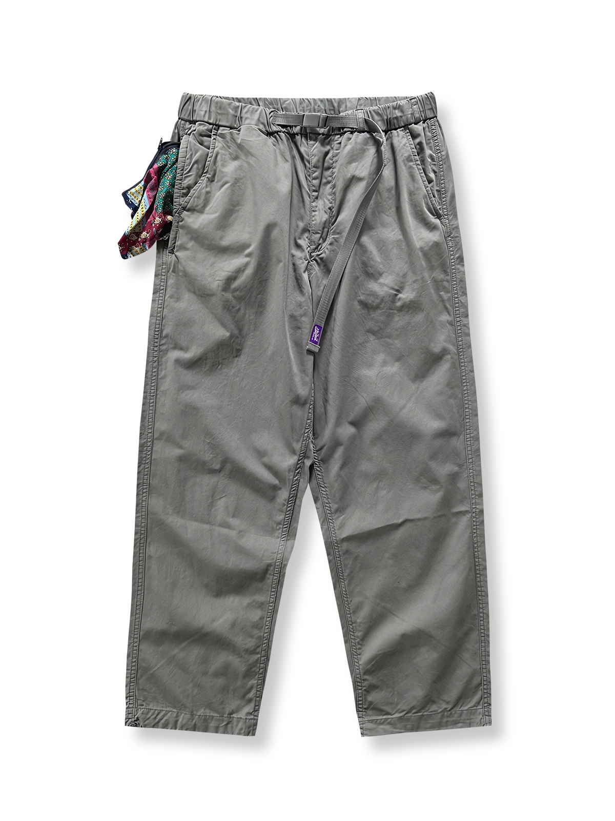 ヴィンテージプリントポケット付きワイドテーパードカジュアルパンツ 全体画像