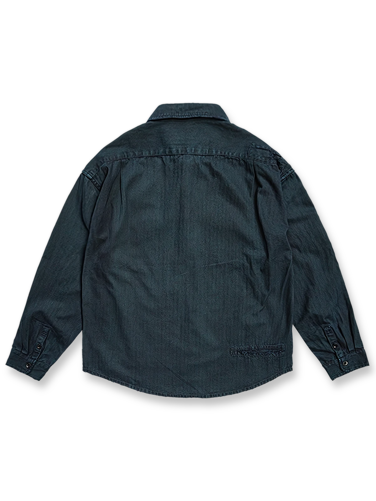 植物染めヘリンボーン長袖シャツ 全体画像