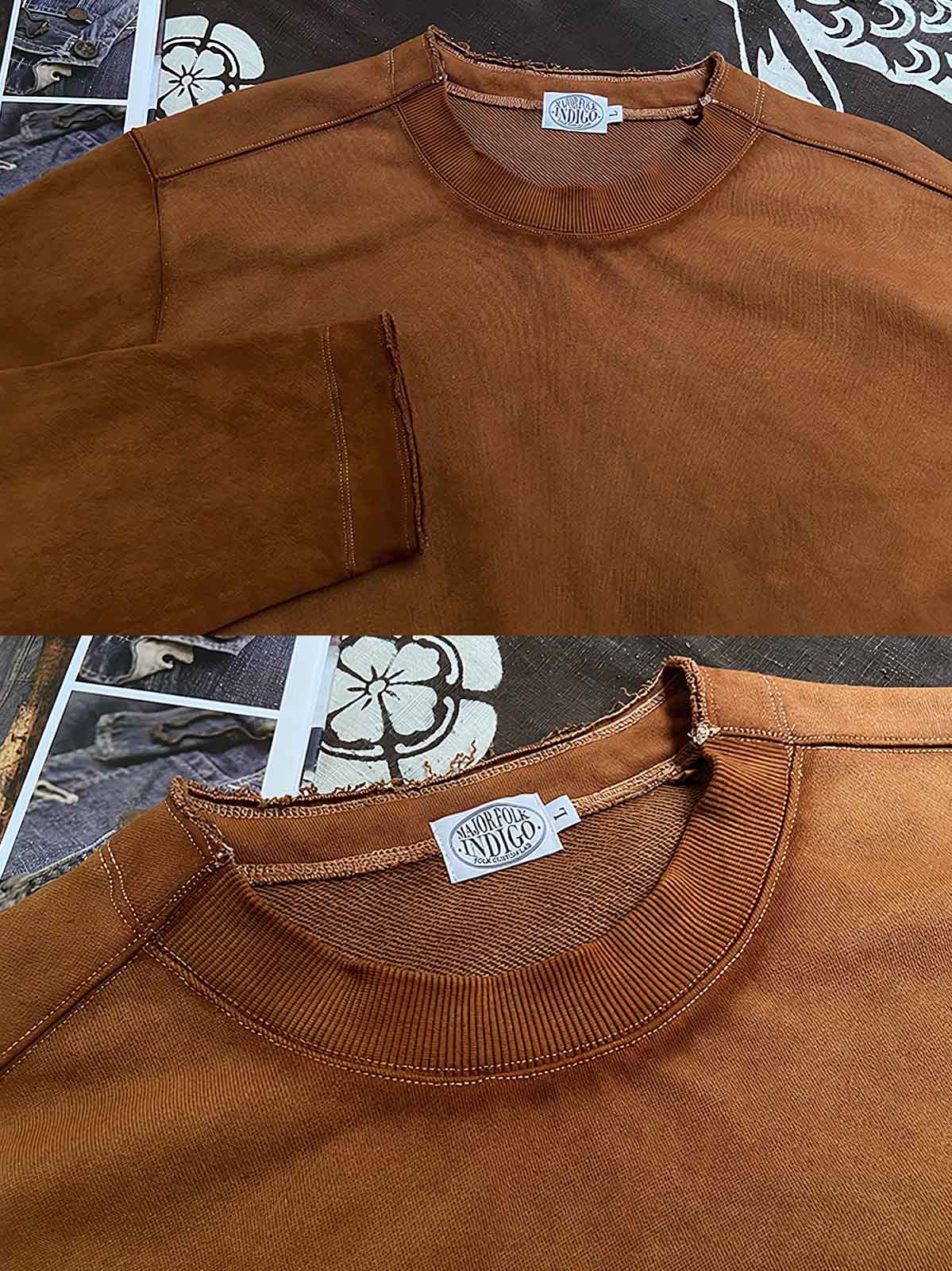 フリンジ付きのネックラインと袖口 ディテール画像