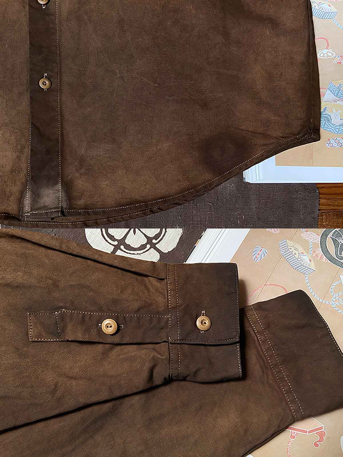 薯莨染めのディテール展示