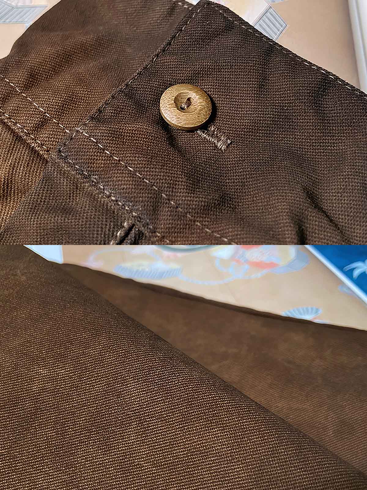 薯莨染めのディテール展示