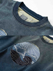 刺し子による「波」モチーフ ディテール