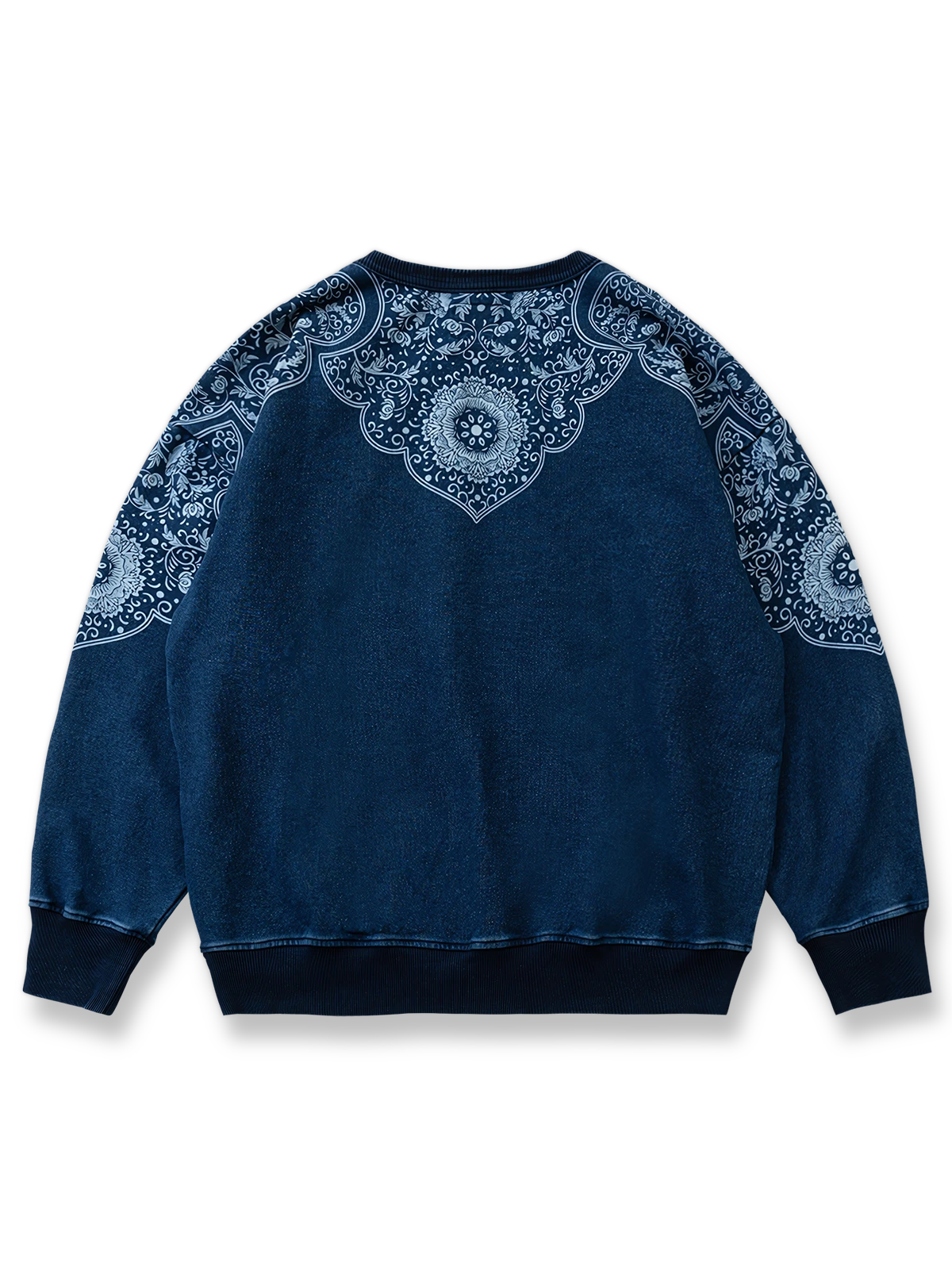 民族風抜染インディゴウォッシュスウェット 全体画像