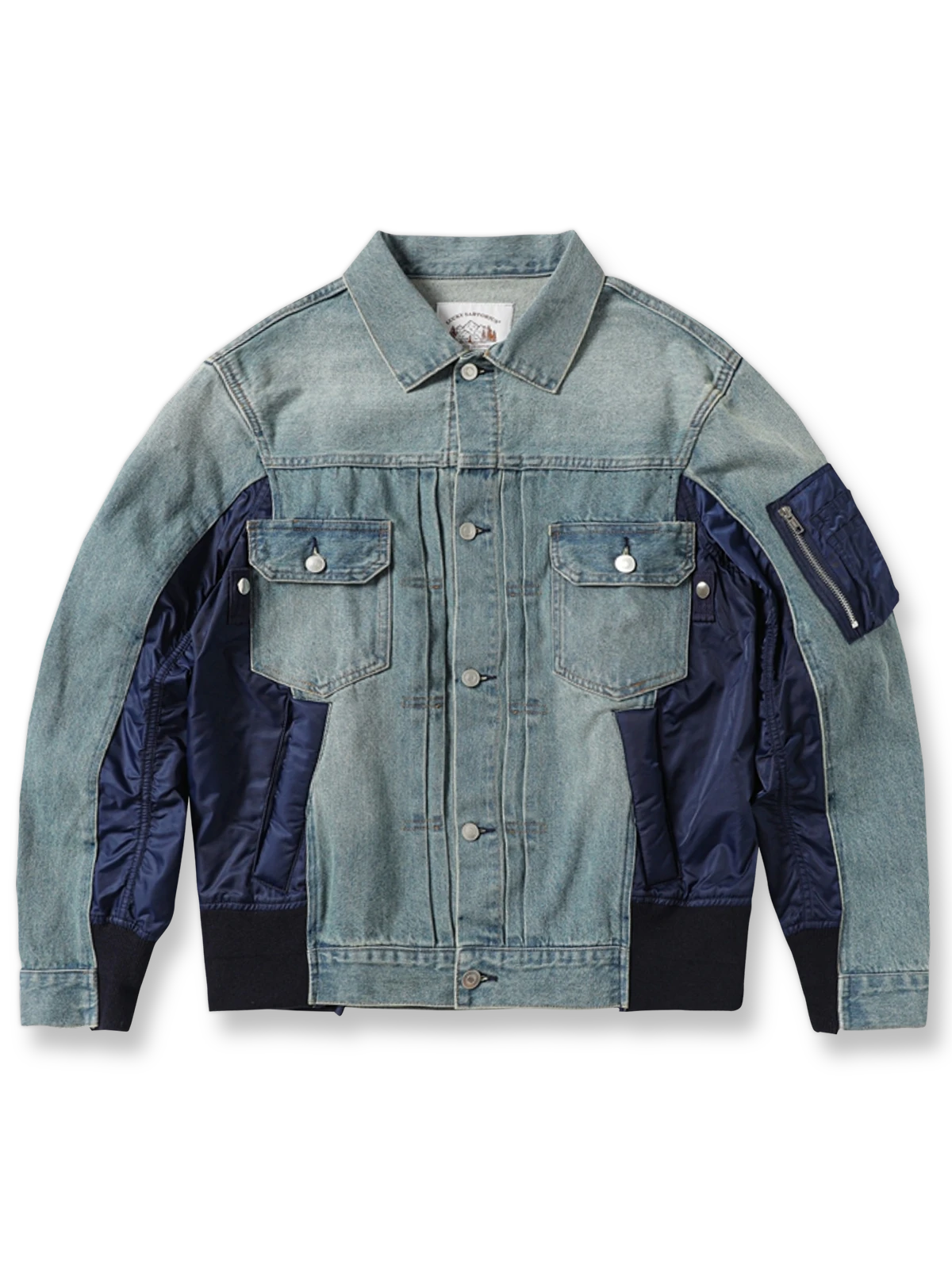 立体裁断フライトジャケット風デニムジャケット全体画像