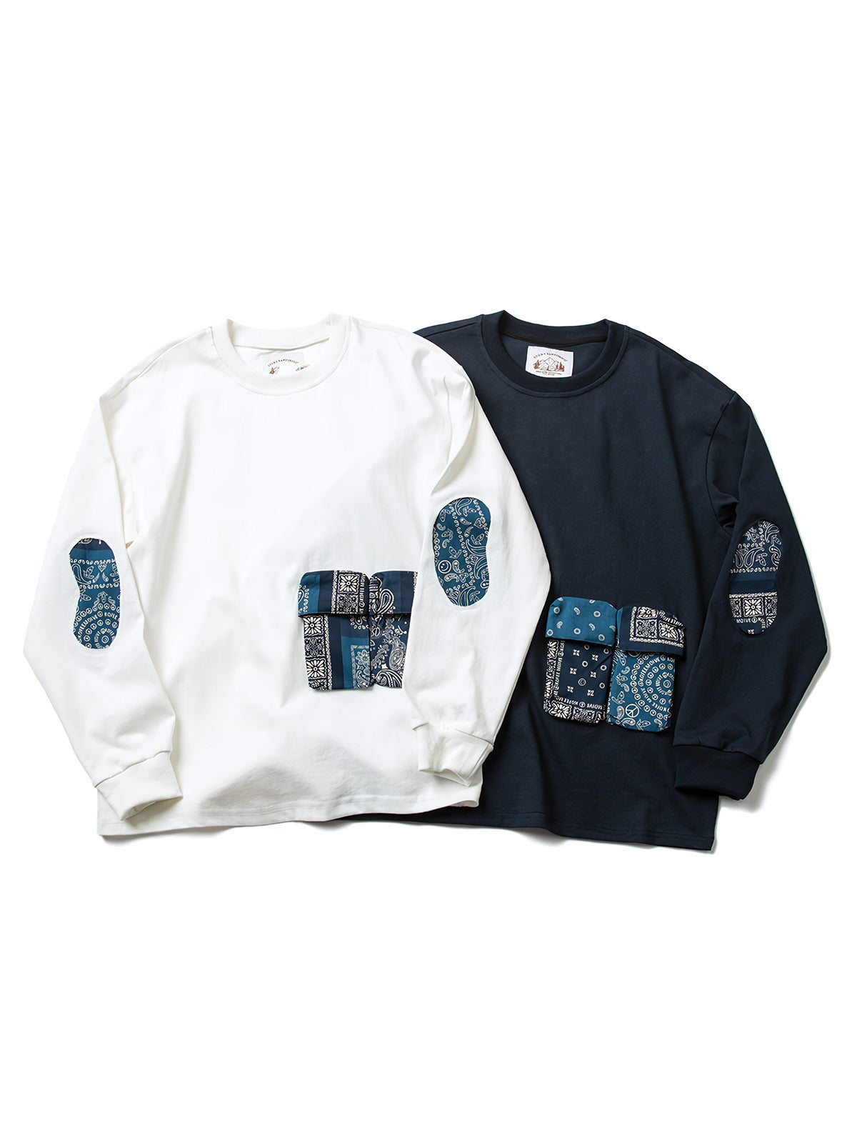 ペイズリー柄パッチワーク多ポケットスウェット画像