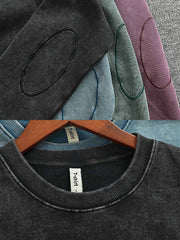 製品画像: ヴィンテージスノーウォッシュクルーネックスウェットのフロントビュー。4色展開で豊富なカラーバリエーションが魅力のデイリースウェット
詳細画像: リブ袖口とスノーウォッシュ加工のディテール。ヴィンテージ感を引き出すトレンドデザイン