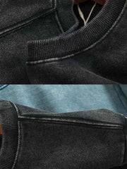 製品画像: ヴィンテージスノーウォッシュクルーネックスウェットのフロントビュー。4色展開で豊富なカラーバリエーションが魅力のデイリースウェット
詳細画像: リブ袖口とスノーウォッシュ加工のディテール。ヴィンテージ感を引き出すトレンドデザイン