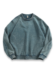 製品画像: ヴィンテージスノーウォッシュクルーネックスウェットのフロントビュー。4色展開で豊富なカラーバリエーションが魅力のデイリースウェット
詳細画像: リブ袖口とスノーウォッシュ加工のディテール。ヴィンテージ感を引き出すトレンドデザイン