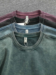 製品画像: ヴィンテージスノーウォッシュクルーネックスウェットのフロントビュー。4色展開で豊富なカラーバリエーションが魅力のデイリースウェット
詳細画像: リブ袖口とスノーウォッシュ加工のディテール。ヴィンテージ感を引き出すトレンドデザイン