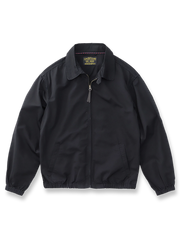 製品画像: クラシックBayportデザイン ハリントンジャケット 正面、シンプルで上品なスタイル
詳細画像: TALONジッパーと防風リブのディテール、エレガントなデザイン