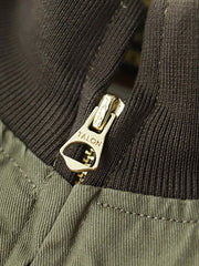 製品画像: 裏起毛 防寒 ミリタリー タンカージャケット 正面
詳細画像: TALONジッパーとトリコロール刺繍ワッペン ディテール