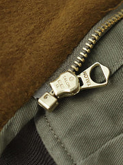 製品画像: 裏起毛 防寒 ミリタリー タンカージャケット 正面
詳細画像: TALONジッパーとトリコロール刺繍ワッペン ディテール