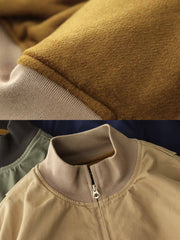 製品画像: 裏起毛 防寒 ウォッシュツイル コンバットジャケット 正面
詳細画像: TALON真鍮ジッパーとリブスタンドカラー ディテール