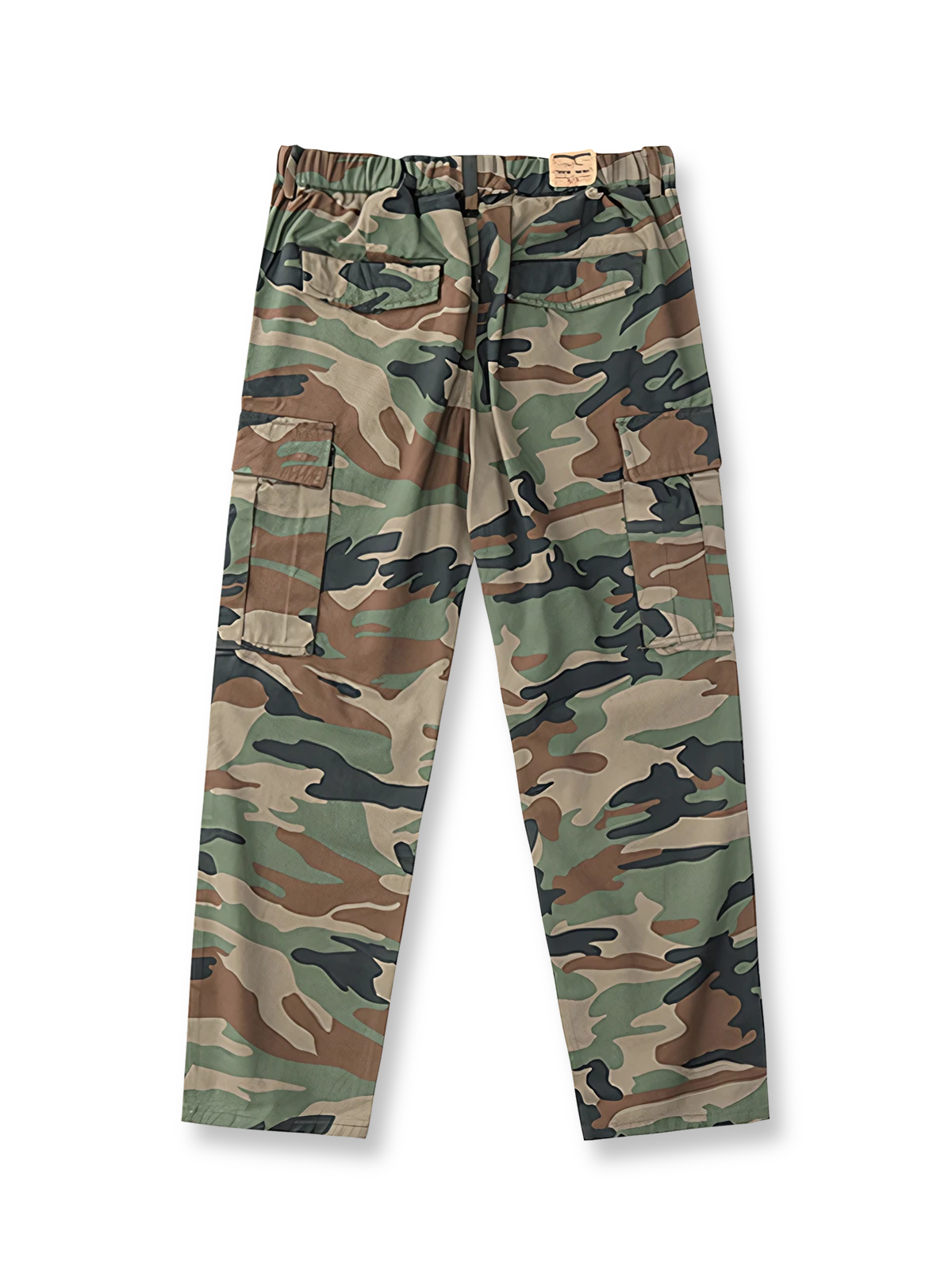 製品画像: アメリカンレトロ風 迷彩 六つポケット ヴィンテージ ウォッシュ カーゴパンツ 正面
詳細画像: カーゴポケットとYKKジッパー ディテール