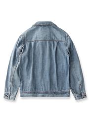 製品画像: サンドウォッシュ ヴィンテージ加工 メンズデニムワークジャケット 正面ビュー ジャパニーズテイスト 秋冬アウター
詳細画像: 多層ポケットデザインとカスタムリベットボタンのディテール サンドウォッシュ仕上げ