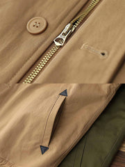 製品画像: N1 デッキジャケット メンズ 裏起毛 ラビットファー襟 ミリタリーデザイン 正面ビュー
詳細画像: TALONジッパーとラビットファー襟のディテール、混紡フリース内側の特写