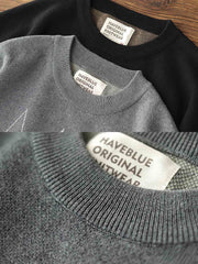 製品画像: ヴィンテージ感あふれる重厚ニット ダイヤ柄セーター 正面ビュー
詳細画像: ダイヤ柄ジャカードのディテールと厚手のリブクルーネック