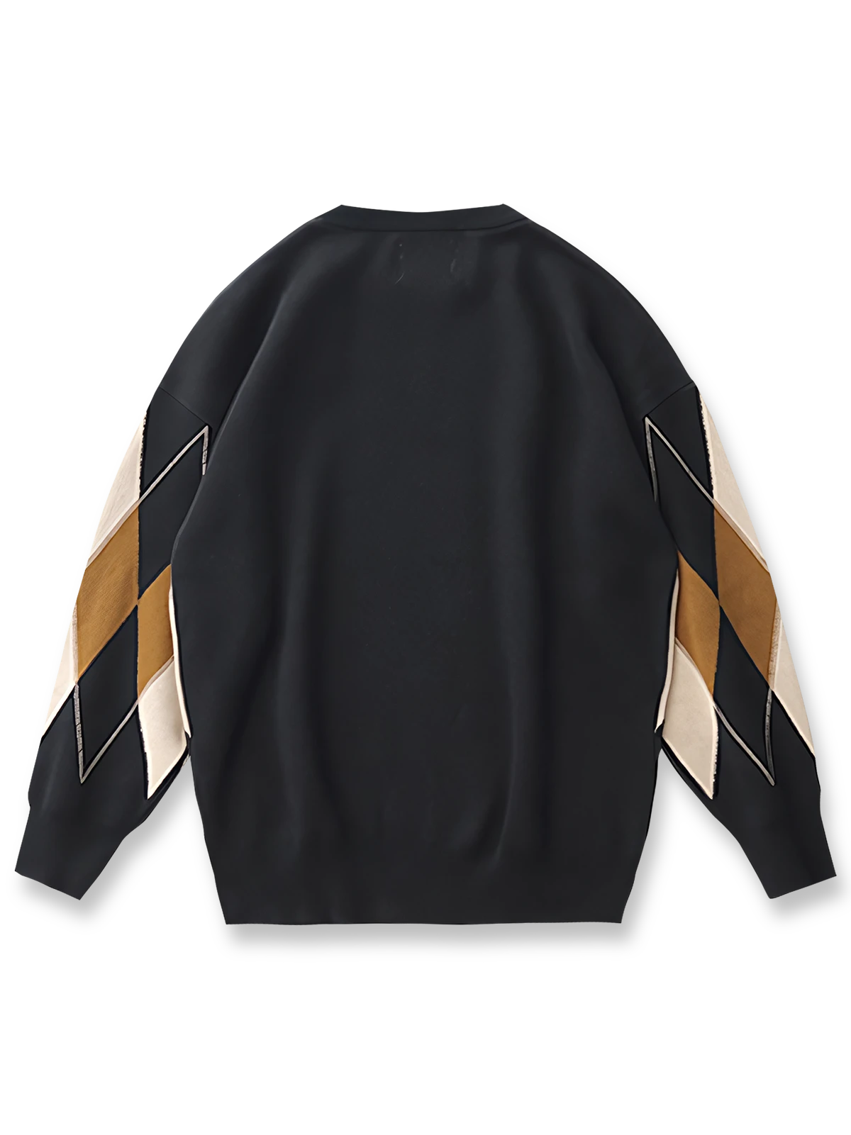 製品画像: ヴィンテージ感あふれる重厚ニット ダイヤ柄セーター 正面ビュー
詳細画像: ダイヤ柄ジャカードのディテールと厚手のリブクルーネック