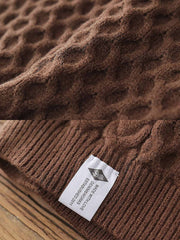 バルーンスリーブ チェック柄ツイスト編みセーター