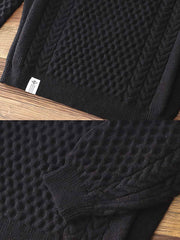 バルーンスリーブ チェック柄ツイスト編みセーター