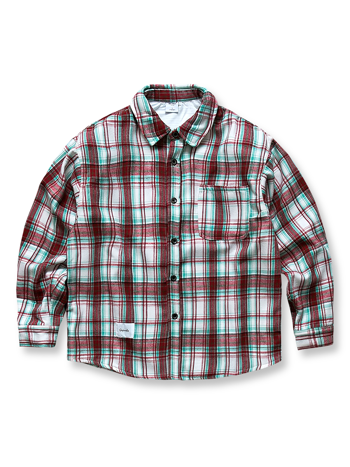 製品画像: ヴィンテージチェック柄裏起毛シャツ全体表示。温かみのある小粋なチェック柄で、ゆったりしたシルエットが特徴の秋冬シャツ。
詳細画像: 裏起毛のディテール画像。柔らかな質感が伝わるデザインで、快適な着心地と保温性が実感できる仕上がり。