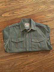 1. 製品画像(Main Image):
ストライプ柄ワークシャツ、ヴィンテージ風デザイン、ウォッシュ加工シャツ、秋冬向けシャツ、厚手ワークシャツ
2. 詳細画像(Detail Image):
ストライプ柄のアップ画像、ウォッシュ加工の生地、ワークシャツのディテール、フラップポケットとアーチ型裾の特写