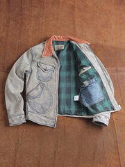 製品画像(Main Image): メンドーサ ヴィンテージ加工 トップレザー ジャケット、アメカジスタイルジャケット、ヴィンテージレザージャケット、ムーンポケットデザイン、ライダースジャケット、チェック柄裏地ジャケット、コントラストカラー レザー
詳細画像(Detail Image): メンドーサレザージャケット、ムーンポケットディテール、ライダース風カッティング、チェック柄裏地、レザーコントラストカラー