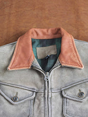 製品画像(Main Image): メンドーサ ヴィンテージ加工 トップレザー ジャケット、アメカジスタイルジャケット、ヴィンテージレザージャケット、ムーンポケットデザイン、ライダースジャケット、チェック柄裏地ジャケット、コントラストカラー レザー
詳細画像(Detail Image): メンドーサレザージャケット、ムーンポケットディテール、ライダース風カッティング、チェック柄裏地、レザーコントラストカラー